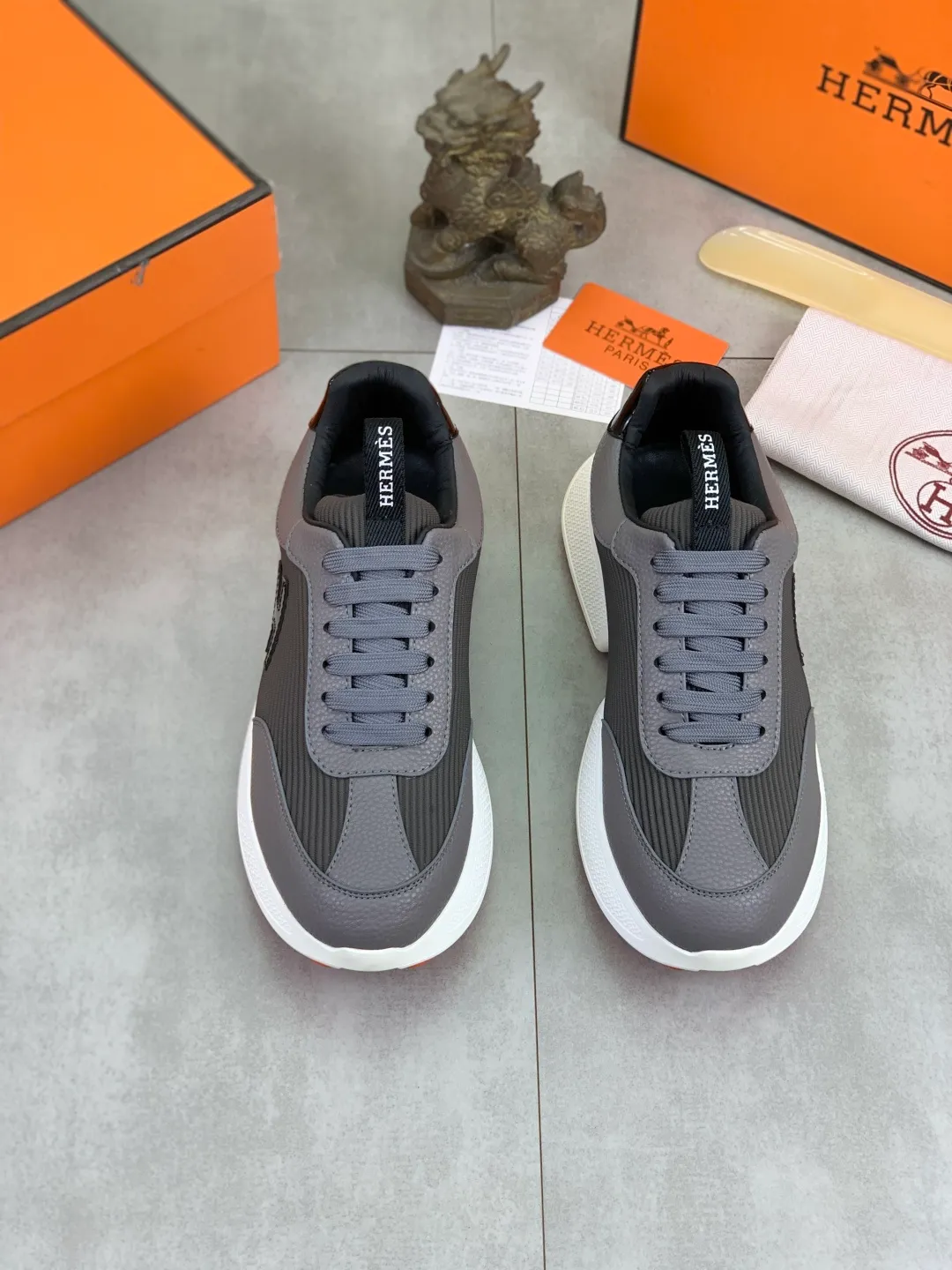 Men's men's shoes P460 new style [HERMES] Hermès - High-end quality original order - Upper: 🔝Nappa calfskin, sewn brand 'H' totem - Inner: water-dyed cowhide - Outsole: ultra-light TPU foam; molded outsole - Ultra-high quality control·Fine workmanship: highlighted (high-end·nobility·grade) -Size: 38-44 (45 can be customized)·